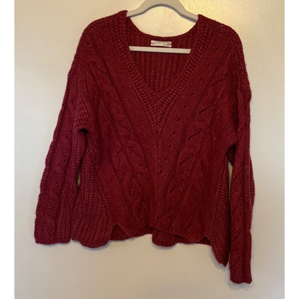 Anthropologie Cable-Knit V-Neck Sweater
